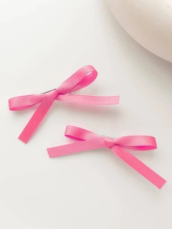 2pcs Women Solid Bow Decor Casual Hair Clip For Daily Life | SHEIN