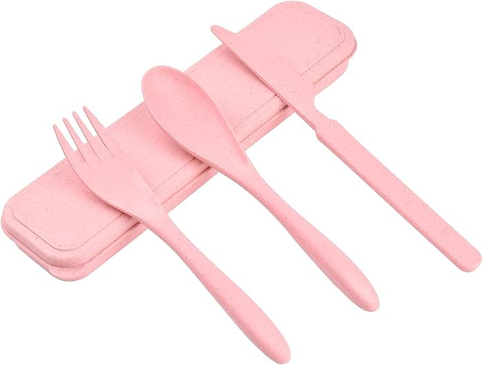 1 PCS Reusable Utensils Set with Case, Camping Utensils Plastic Spoons and Forks Sets for Lunch B... | Amazon (US)
