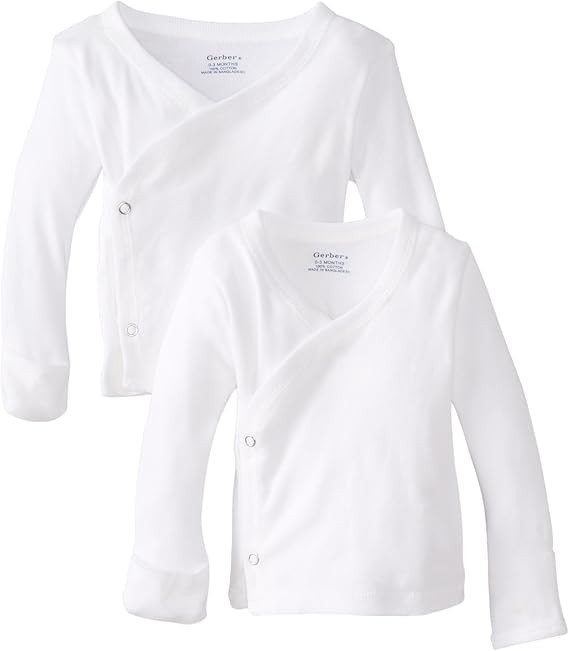 Gerber Baby 2-Pack Long-Sleeve Side-snap Mitten-Cuff Shirt | Amazon (US)