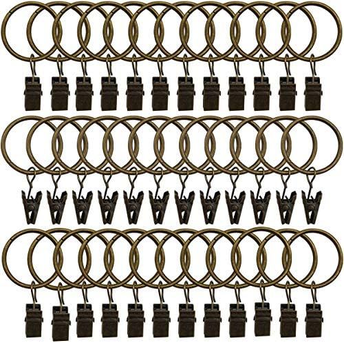 Topspeeder 36 Pack Rings Curtain Clips Strong Metal Decorative Drapery Window Curtain Ring with C... | Amazon (US)