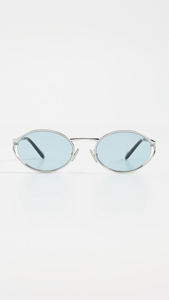 Miu Miu Logo Oval Sunglasses | Shopbop | Shopbop