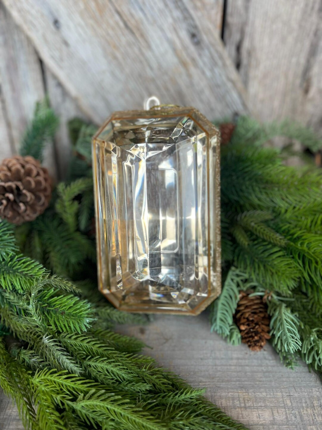 Farrisilk 8 Emerald Cut Jewel in Gold, Gold Jewel Ornament, Christmas Ornament, Christmas Tree De... | Etsy (US)