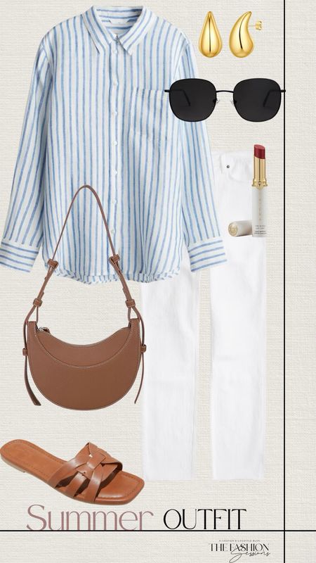 Summer Outfit | Striped Shirt | White Pants | Sandals | 

#LTKshoecrush #LTKSeasonal #LTKstyletip