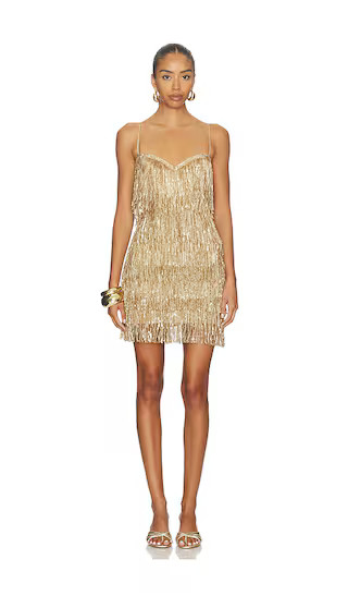 Samara Mini Dress in Gold | Revolve Clothing (Global)