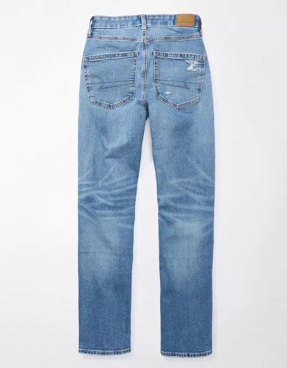 AE Stretch Curvy Ripped Straight Jean | American Eagle Outfitters (US & CA)