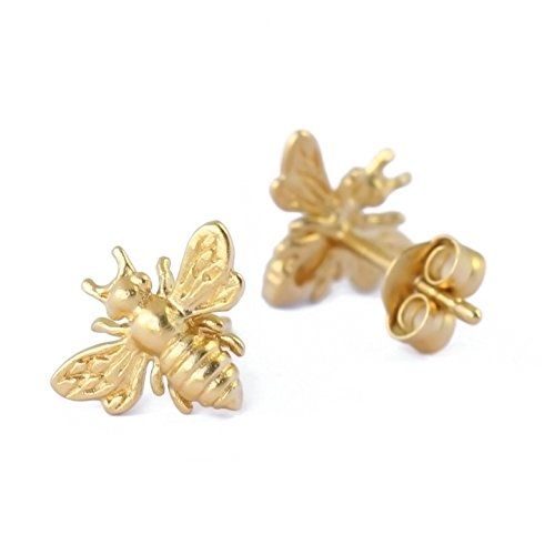 Little Gold Bee Earrings • 24K Honeybee Studs • BumbleBee Post • Handcrafted Jewelry | Amazon (US)