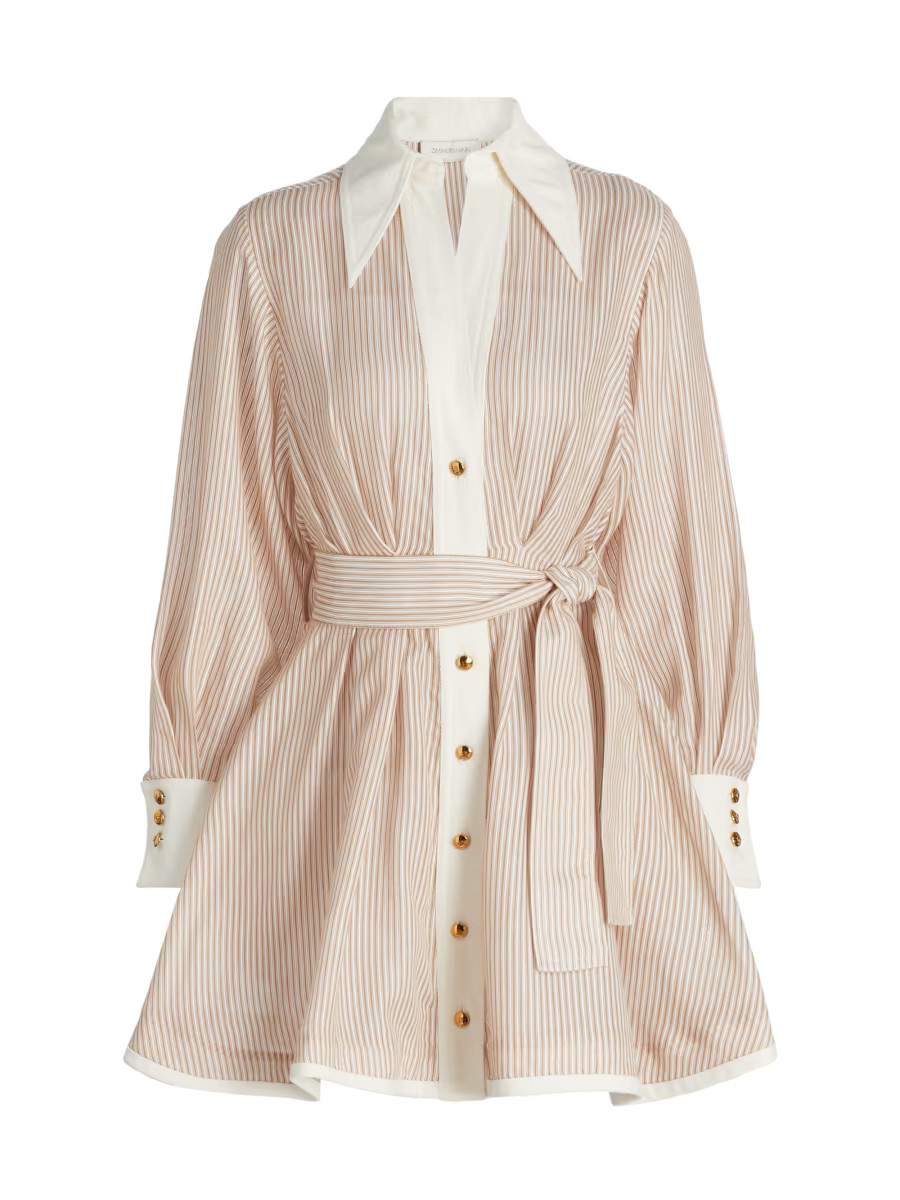 Hypnotic Tuck Striped Poplin Mini Shirtdress | Saks Fifth Avenue