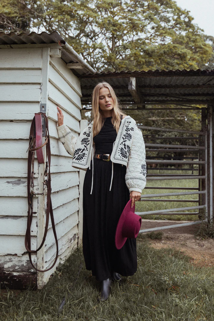 Vako Quilted Embroidered Jacket - Light Taupe | Petal & Pup (US)