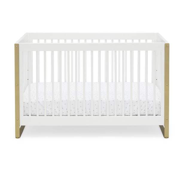 MoDRN Glam 3-In-1 Convertible Crib, Bianca White with Satin Brass | Walmart (US)