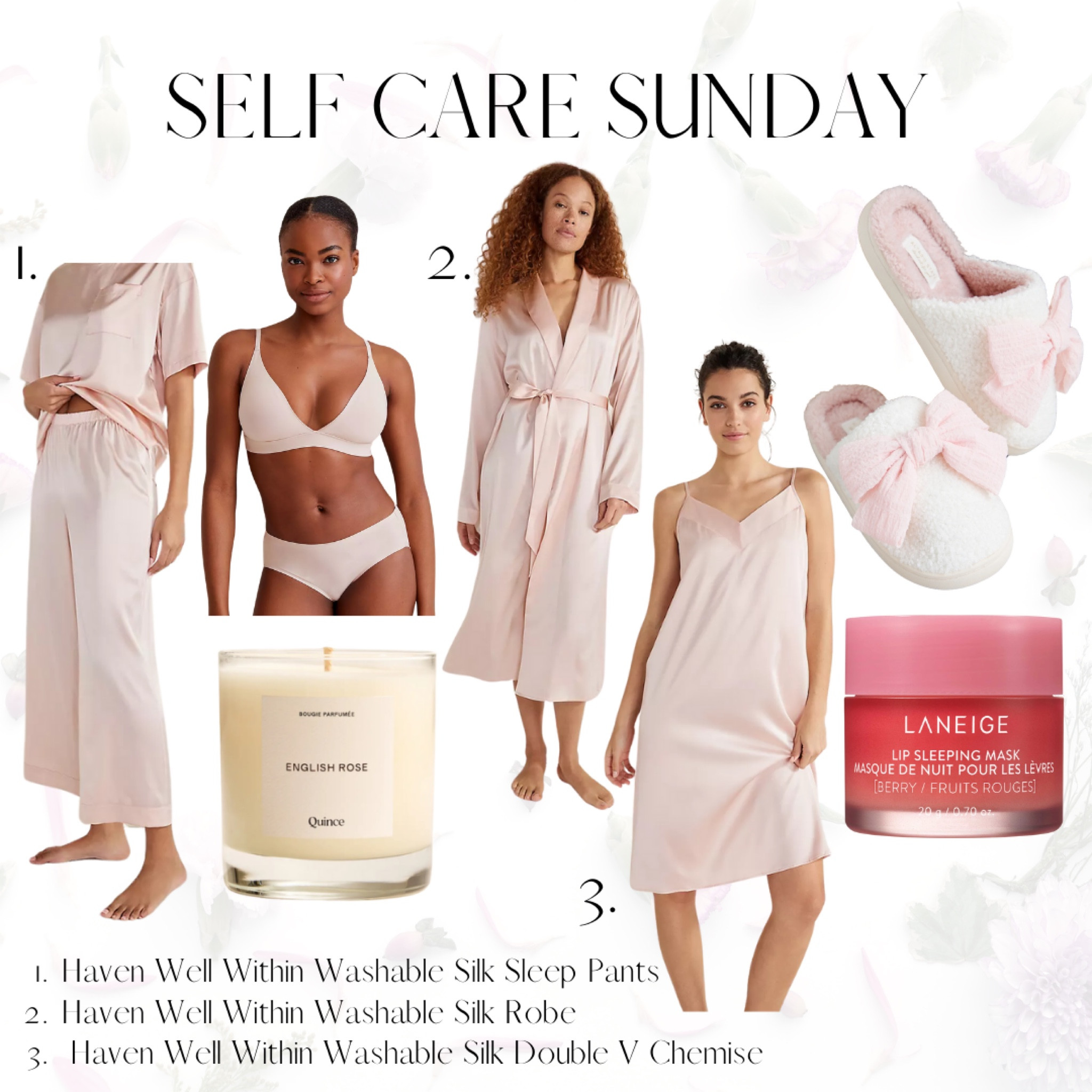 Self care Sunday with washable silk pajamas and silk robe!

Women’s pajamas, silk robe, bralette, underwear, intimates, sleep wear 

#LTKSaleAlert #LTKFindsUnder100