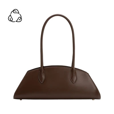 Birdie Espresso Recycled Vegan Leather Shoulder Bag | Melie Bianco