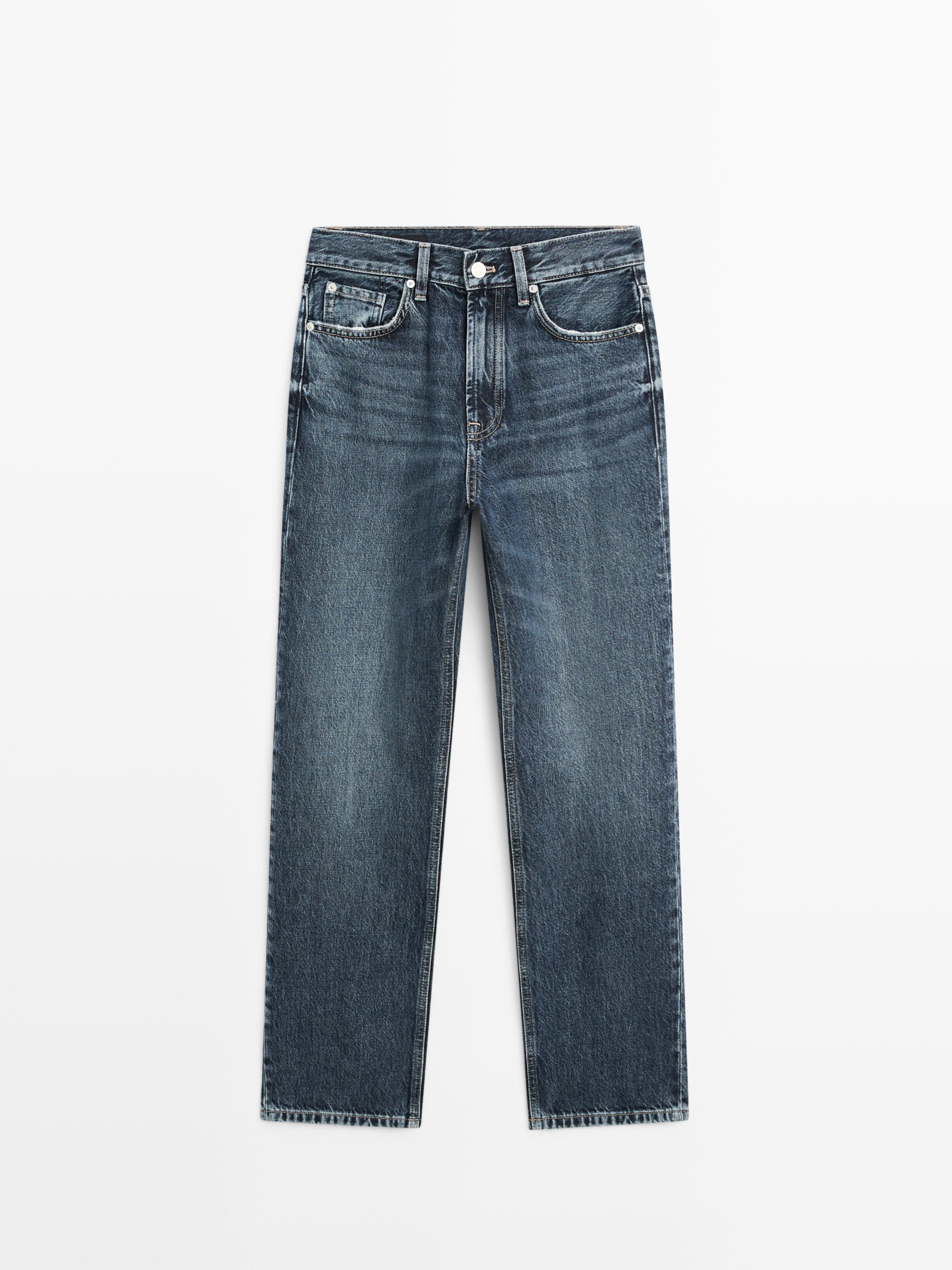 Straight-leg high-waist jeans | Massimo Dutti UK