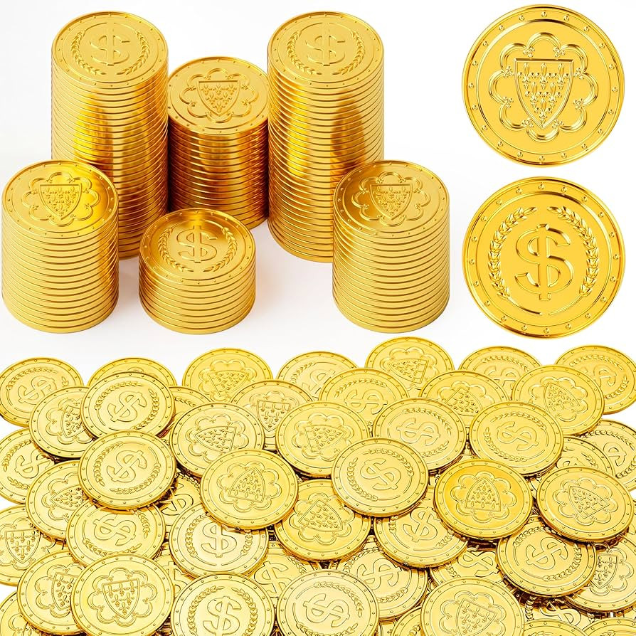 JOYIN 100 PCS St.Patrick's Day Coins, Fake Gold Coins, Plastic Doubloons Iris, Play Treasure for ... | Amazon (US)