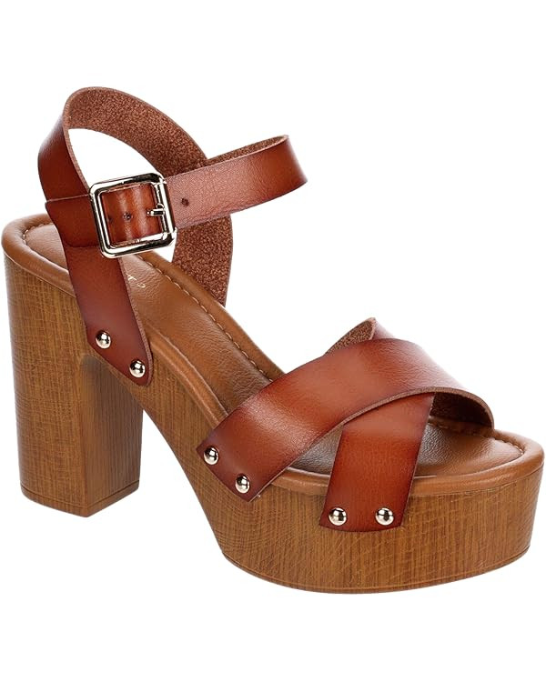 Limelight April Apple - Women's Faux Wooden High Heeled Platform Dress Sandals | Amazon (US)