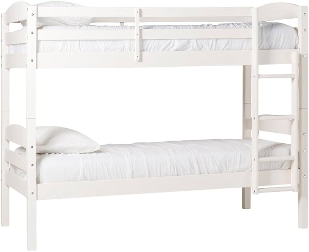 Walker Edison Della Twin Bunk Bed Frame with Trundle, White | Amazon (US)