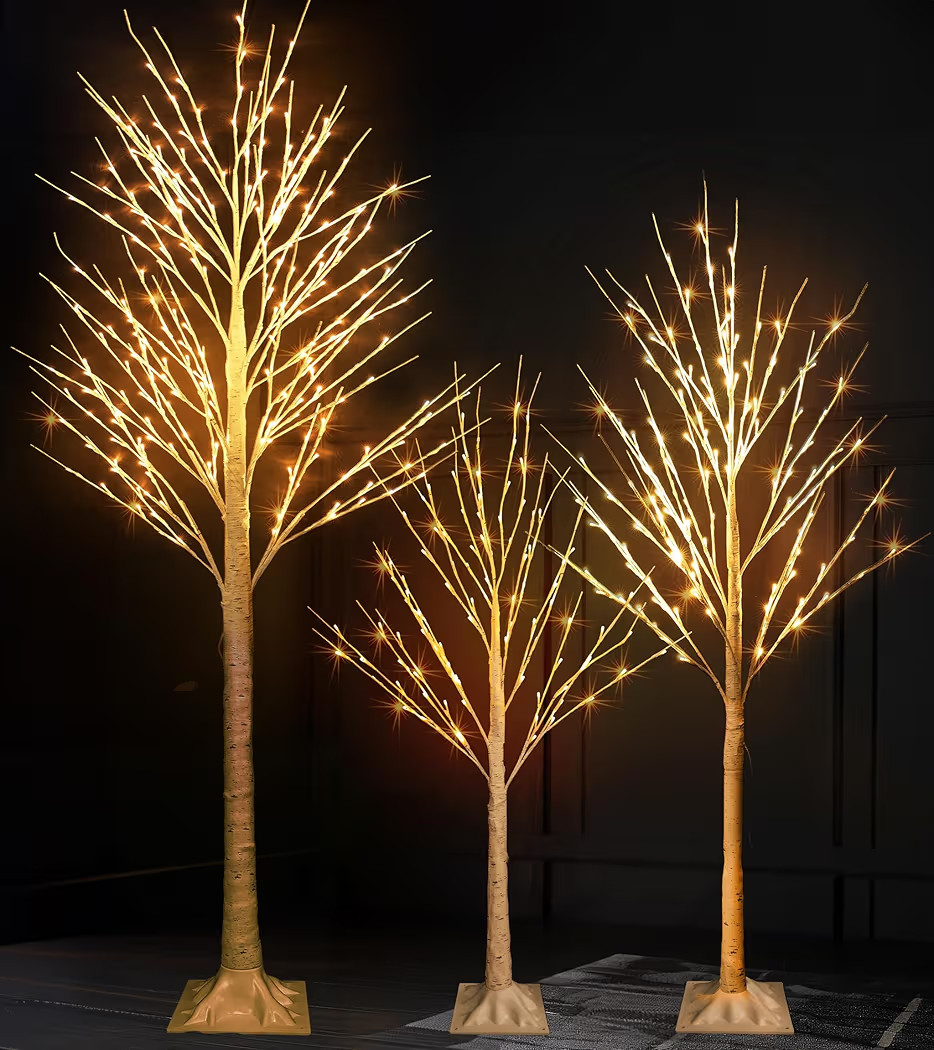 Dazzle Bright 3 Pack Light up Birch Tree, 4FT 96 LED/ 6FT 120 LED/ 8FT 240 LEDs Pre lit Birch Chr... | Amazon (US)