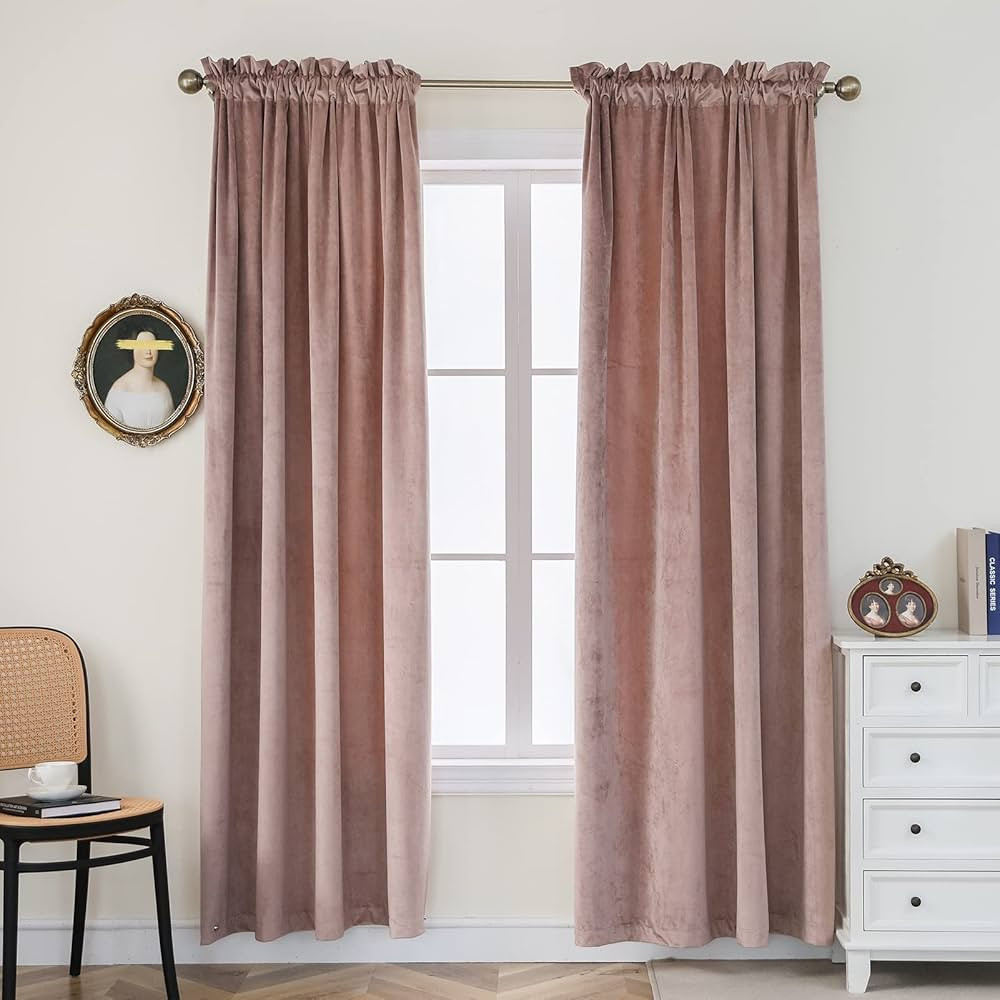 PLEASANT BOULEVARD | Velvet Curtains [2 Panels] Elegant Living Room Bedroom Nursery Window Drape ... | Amazon (US)