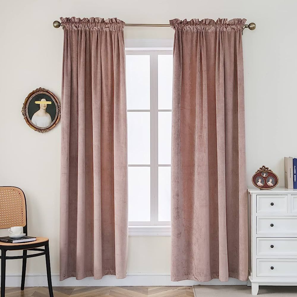 PLEASANT BOULEVARD | Velvet Curtains [2 Panels] Elegant Living Room Bedroom Nursery Window Drape Cur | Amazon (US)