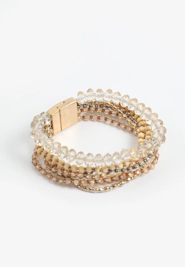 Neutral Beaded Multi Row Magnetic Bracelet | Maurices