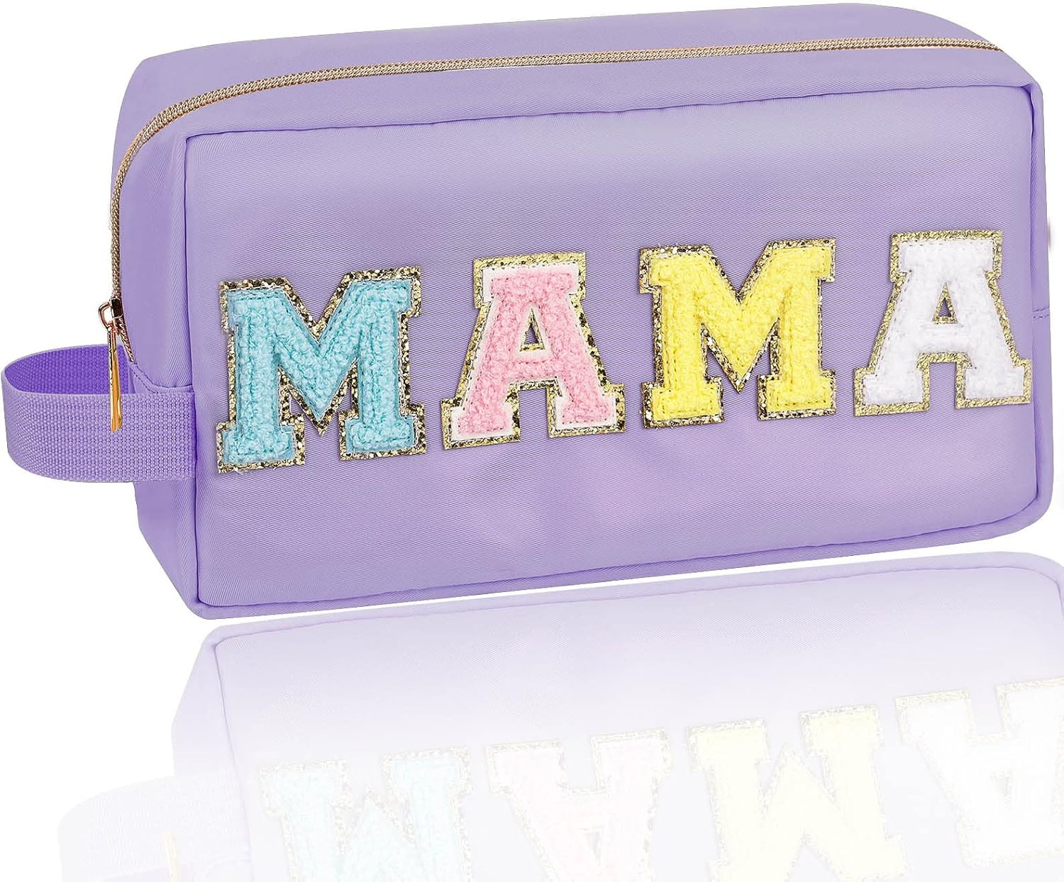 Iqimott Preppy Patch Makeup Bag, Chenille Letter Makeup Pouch Small Toiletry Bag for Women Girls,... | Amazon (US)