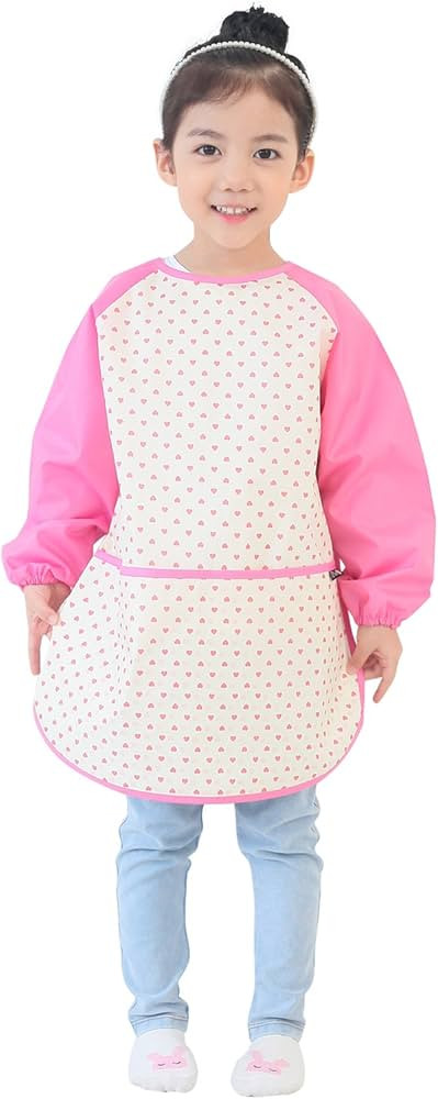 Waterproof Kids Art Smocks 37 Colors (Age 1-10, S-XXL size), Pink Heart Dot (27-M) | Amazon (US)
