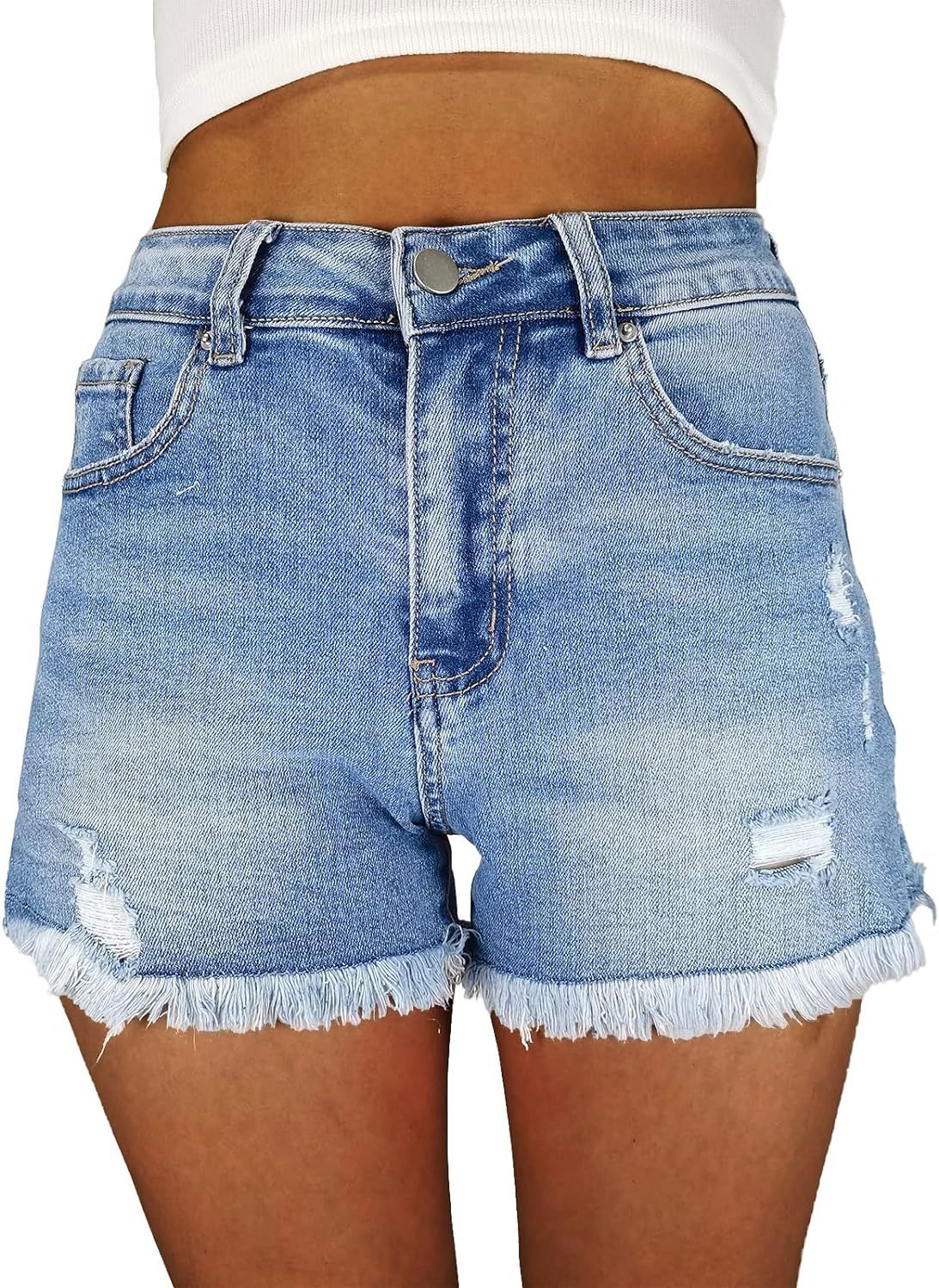 VAYEAH Jean Shorts Womens High Waisted Ripped Denim Shorts | Amazon (US)