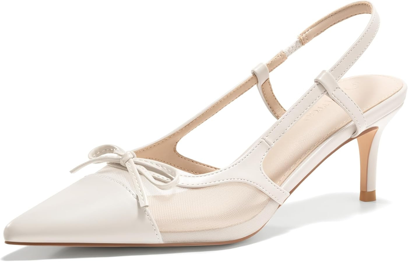 Coutgo Womens Kitten Heels Slingback Mesh Pumps Bow Tie Closed Pointed Toe Two Tone Slip on Work ... | Amazon (US)