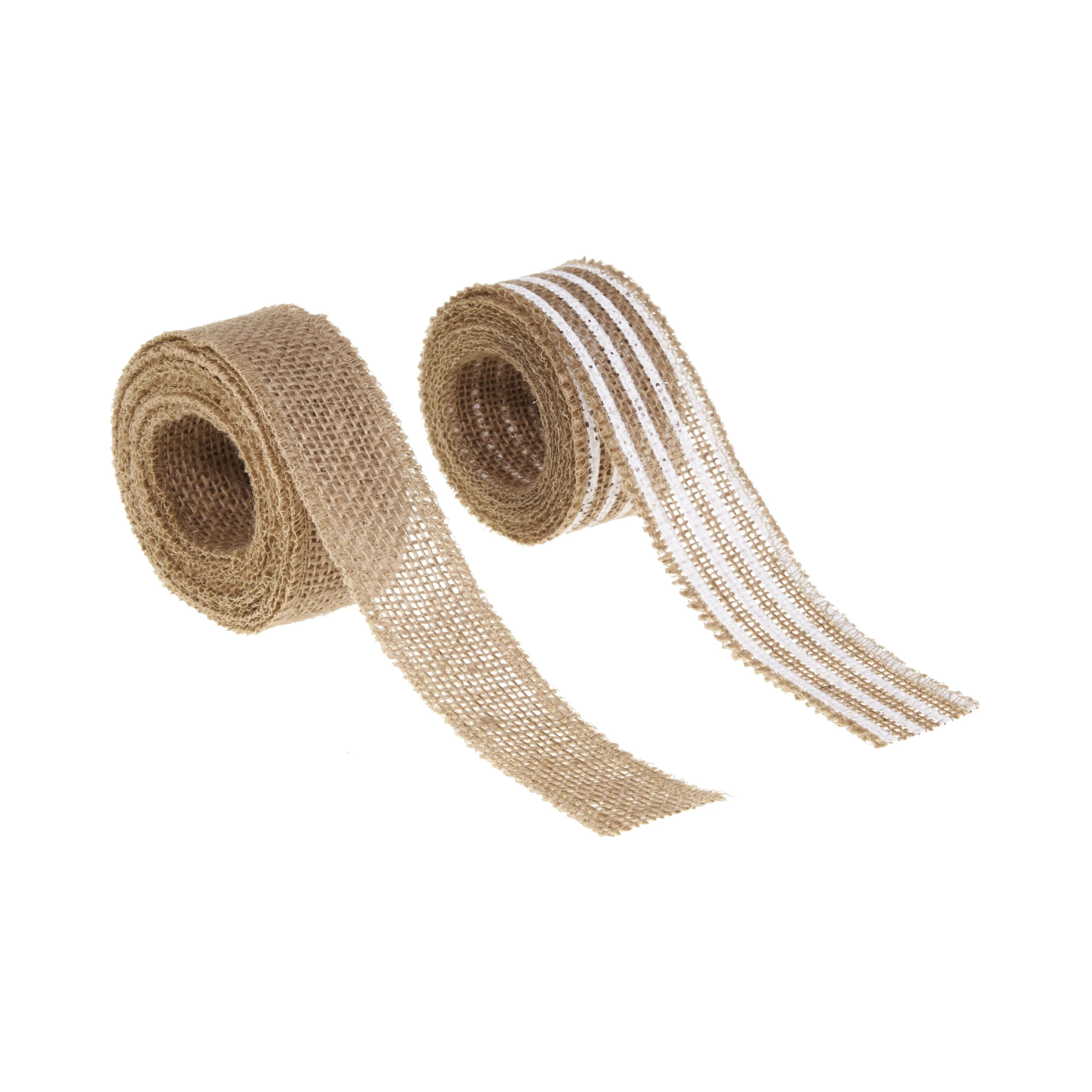 Love, Laugh, Craft Burlap Ribbon Set, 1.5"W x 3-Yds, Natural/White Stripe | Walmart (US)
