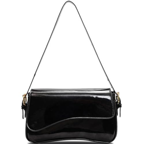 Y2K Clutch Purse Handbag PU Leather Tote Bag with 2 Removable Straps - Crossbody Bags (Black) | Amazon (US)