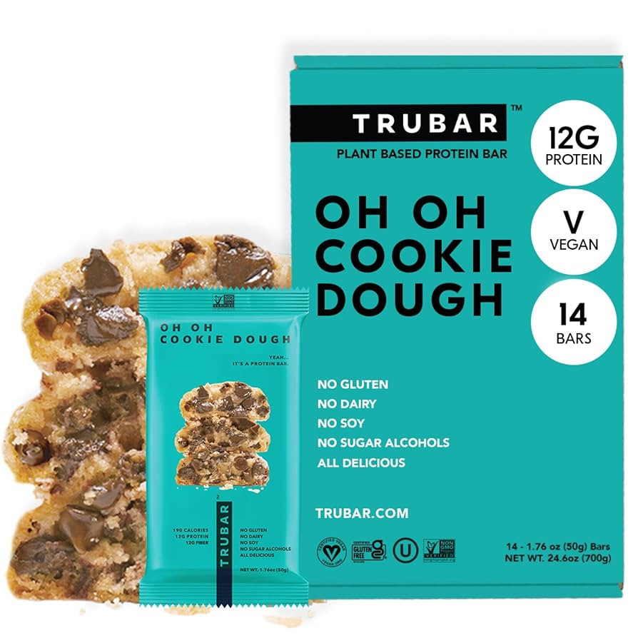 TRUBAR Vegan Protein Bar, Oh Oh Cookie Dough, Gluten Free, Plant Based Protein, Dairy Free, Non G... | Amazon (US)