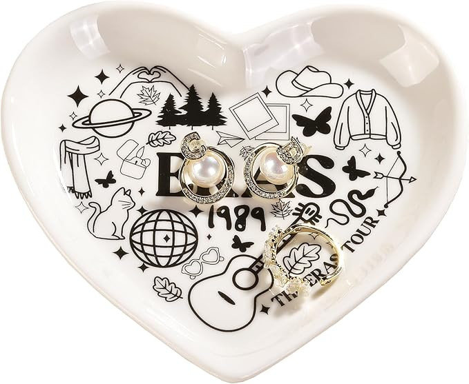 Music Theme Ring Dish - Music Fans Ceramic Jewelry Tray Birthday Gift for Women Girls, Singer Swe... | Amazon (US)