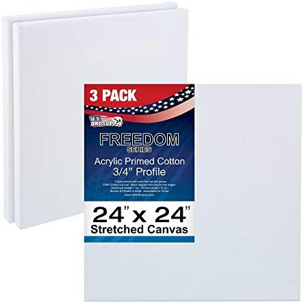 U.S. Art Supply 24 x 24 inch Stretched Canvas 12-Ounce Triple Primed, 3-Pack - Professional Artist Q | Amazon (US)