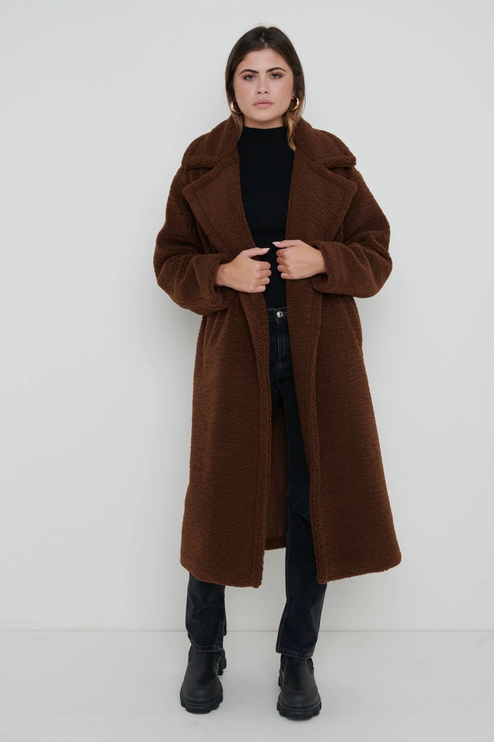 Teddy Oversized Coat - Brown | Pretty Lavish (UK)