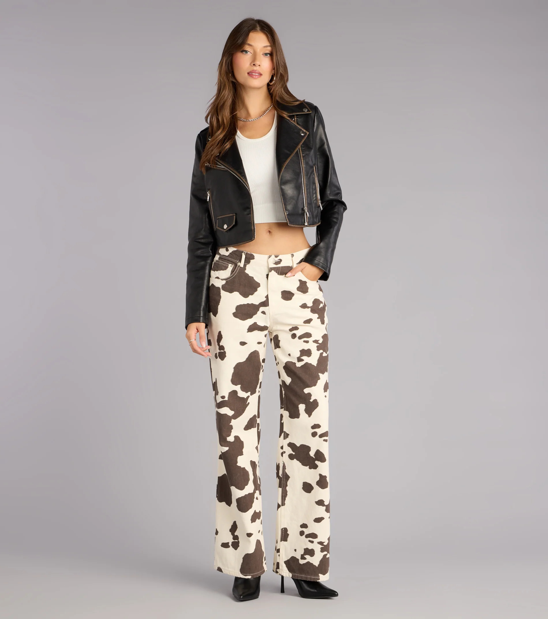 Spotted Scene Cow Print Denim Jeans | Windsor Stores