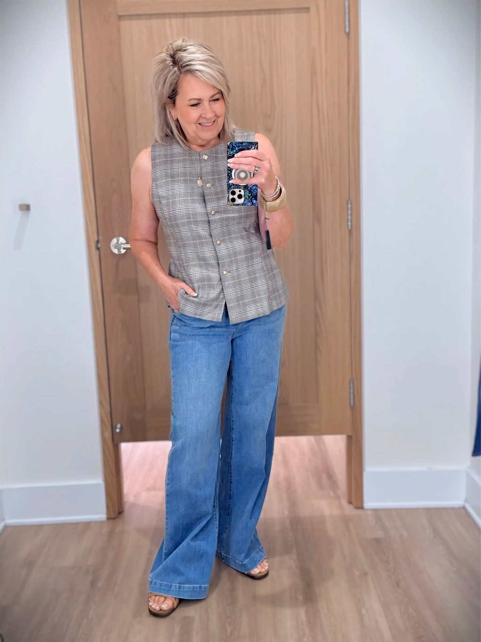 I also styled the plaid vest with the denim trousers for a different look. The vest fits great and is a size 10. My trouser jeans are a size 8.

#LTKWorkwear #LTKOver40 #LTKootd