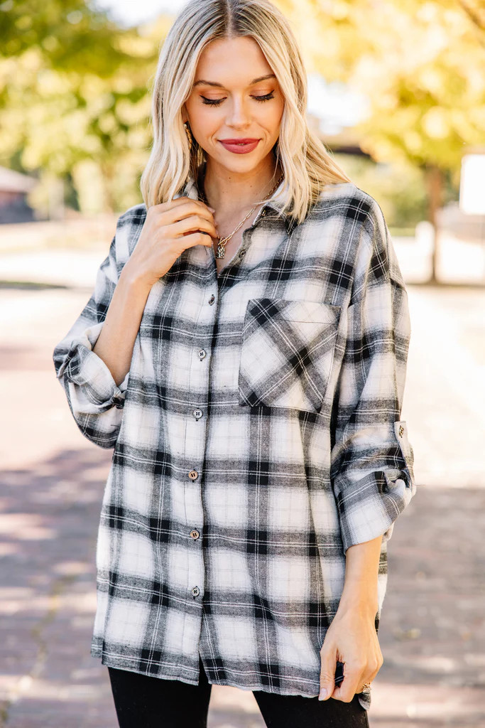 Never Leave Black Plaid Button Down Top | The Mint Julep Boutique