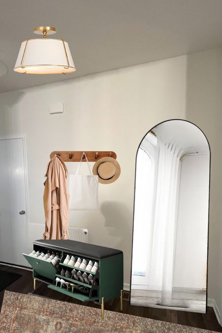 Helping a reader redesign her entryway space to add room for a full length mirror, shoe storage, and more  

#LTKhome