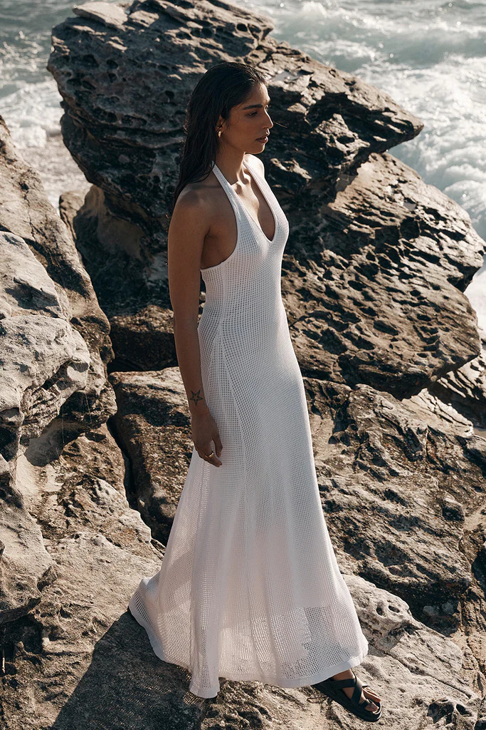 OPHELIA OFF WHITE CROCHET MAXI DRESS | DISSH