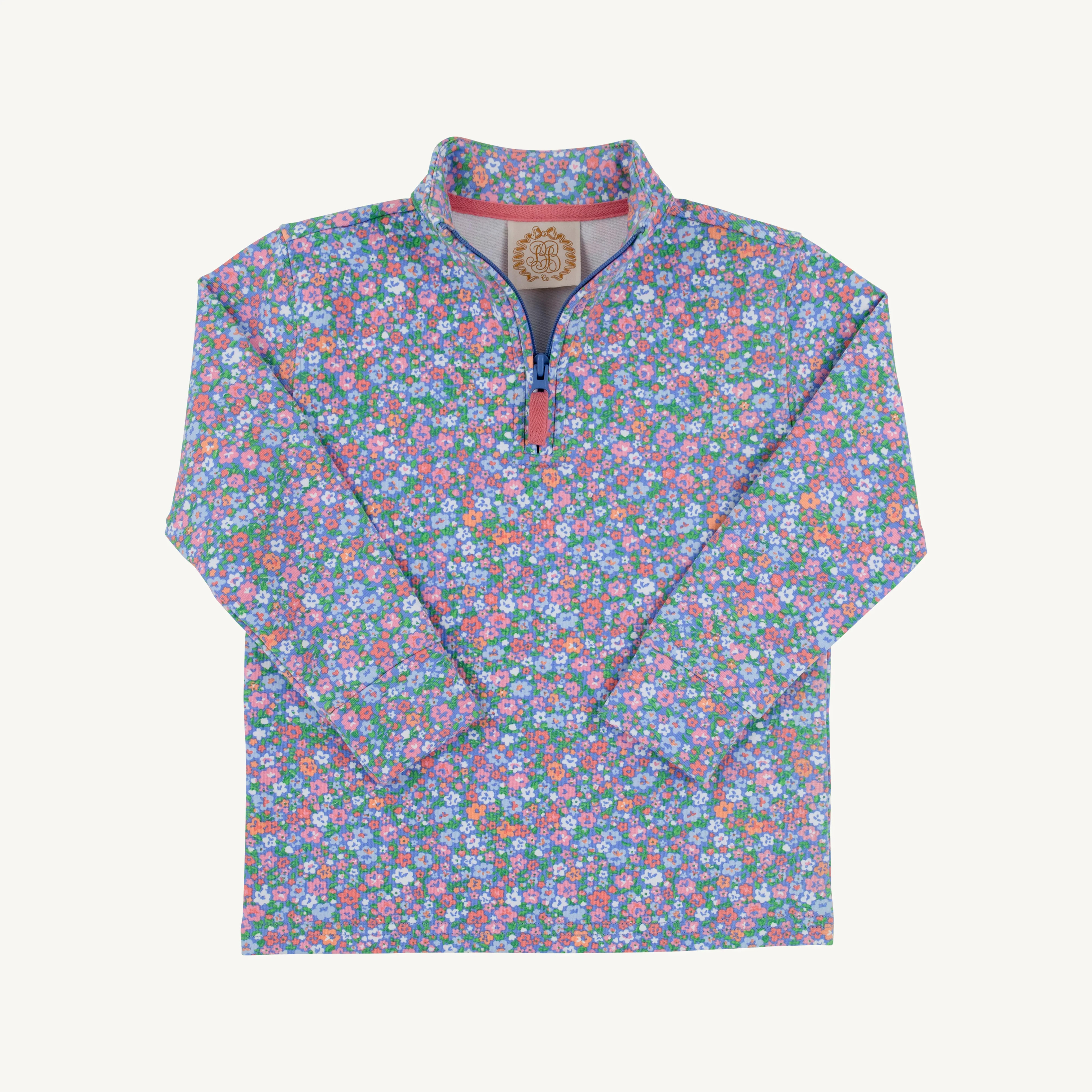 Canter Collar Half Zip - Mountain Brook Mini Floral (Parrot Cay Coral) | The Beaufort Bonnet Company