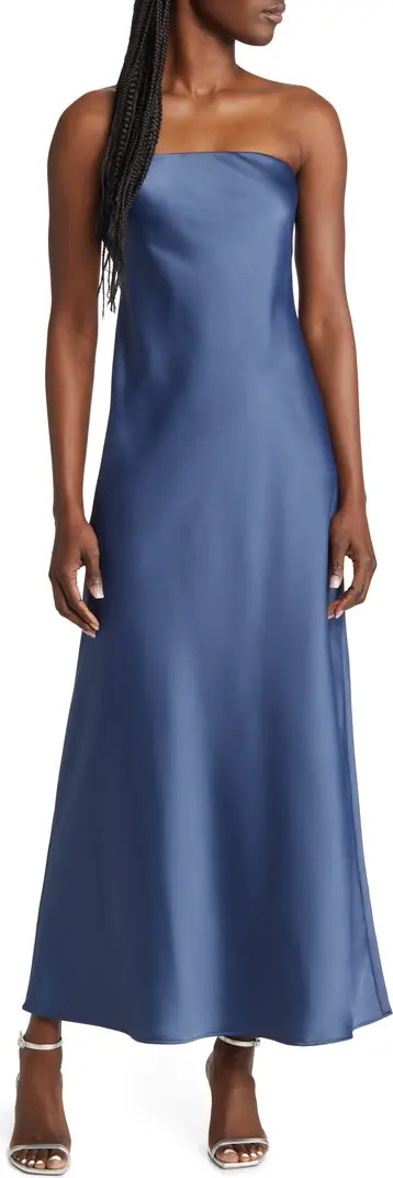 Strapless Matte Satin Bias Cut Gown | Nordstrom