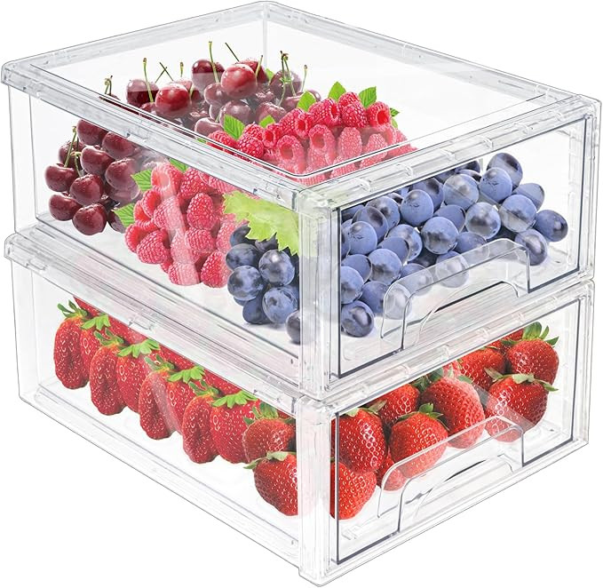 MANO 2Pack Clear Fridge Drawers Pull Out Stackable Refrigerator Drawer Organizer Bins Pantry Stor... | Amazon (US)