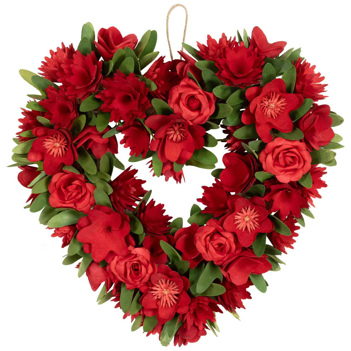Northlight Mixed Floral Artificial Valentine's Day Heart Wreath - 15" - Red | Target