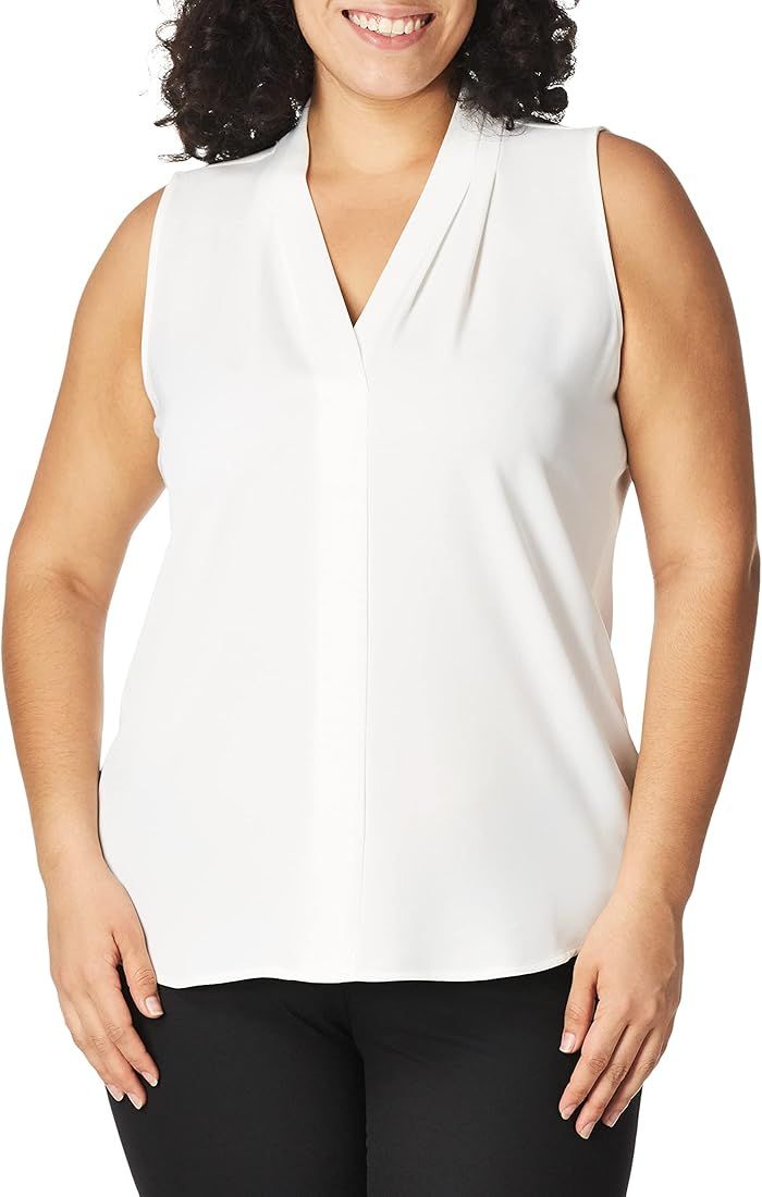 Calvin Klein Women's Sleeveless Blouse with Inverted Pleat (Standard and Plus) | Amazon (US)