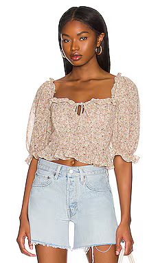 ASTR the Label Half Sleeve Back Cut Out Top in Taupe Multi from Revolve.com | Revolve Clothing (Global)