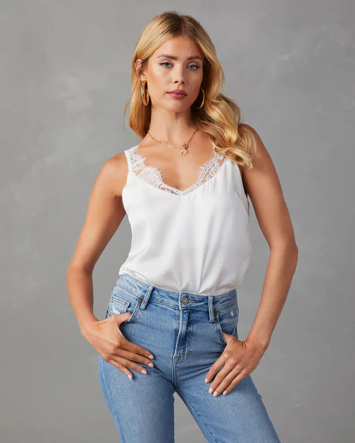 Donatella Satin Lace Bodysuit - White | VICI