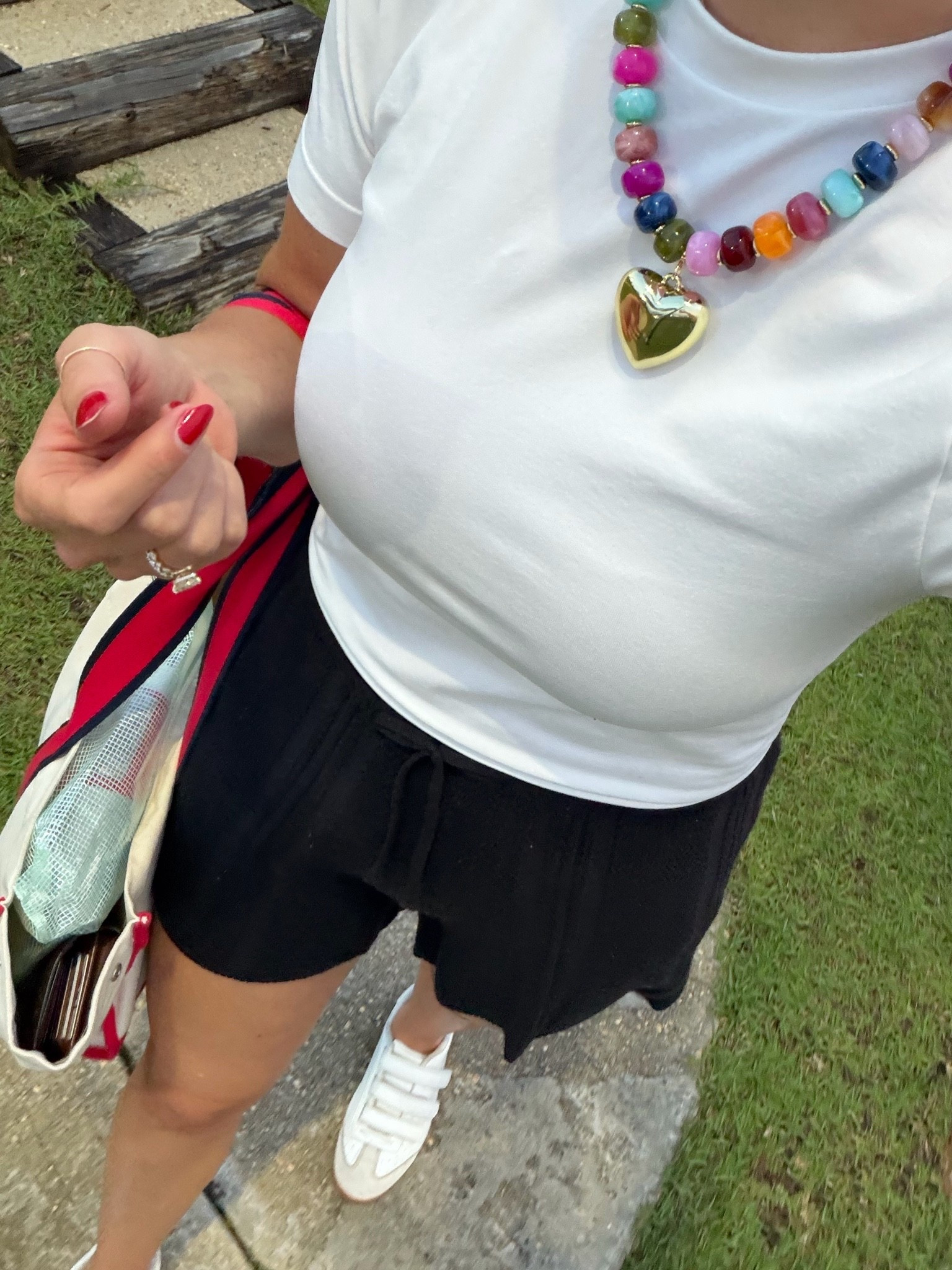 Black knit shorts with drawstring, size small. Love this Amazon bauble necklace that I always get compliments on.

#LTKmomlife #LTKSeasonal #LTKSaleAlert