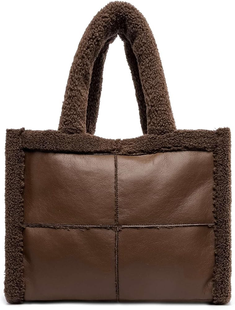 Like Dreams Large Sherpa Tote Bag, Inner Pocket Vegan Leather, Large Tote Hand bags for Women, Fashi | Amazon (US)