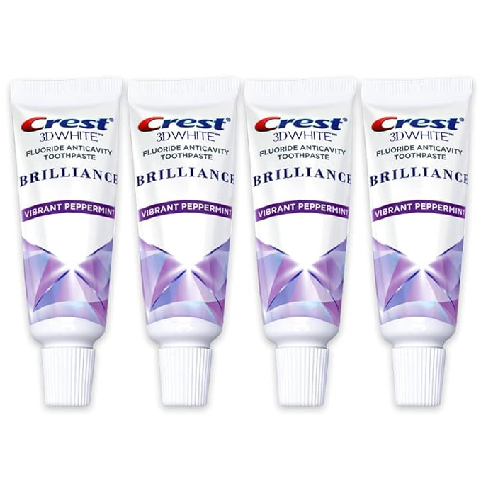 Crest 3D White Brilliance Toothpaste, Vibrant Peppermint, Travel Size 0.85 oz (24g) - Pack of 4 | Amazon (US)