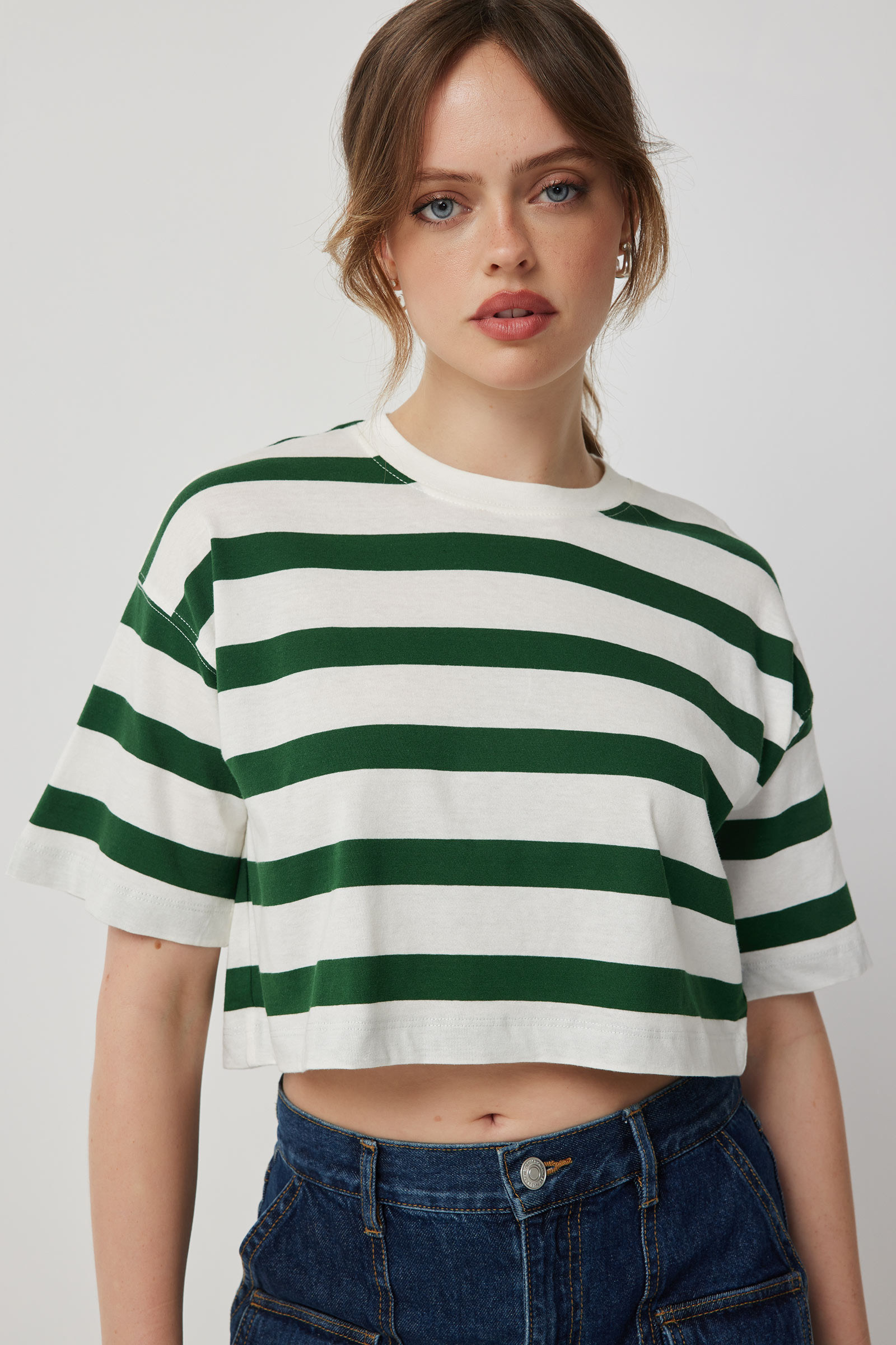 Striped Crop Boxy T-Shirt | Ardene
