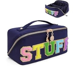 LONEDREAM Stoney Clover Dupes Makeup Bag, Large Capacity Travel Cosmetic Bag, Chenille Letter Ope... | Amazon (US)